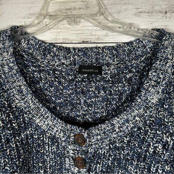 Revolve Majorelle Cardigan Cropped Scoop Chunky Knit Blue Sweater S - Picture 4 of 9